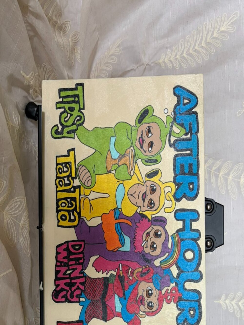 Hand Painted Teletubbies After Hours Funny Acrylic Canvas 12x16
